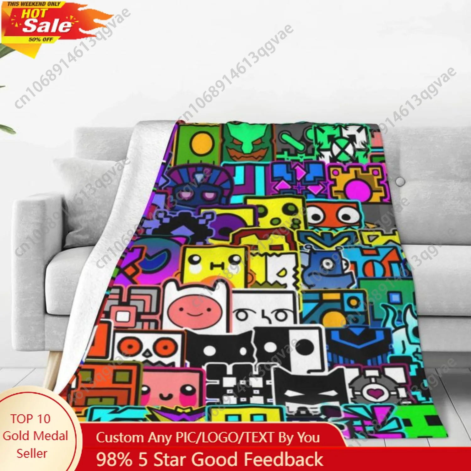 

Game Geometrys Dash Blanket Super Soft Cozy Throw Blanket Fuzzy Comfy Flannel Blanket Warm Plush Blankets for Couch Sofa Bed