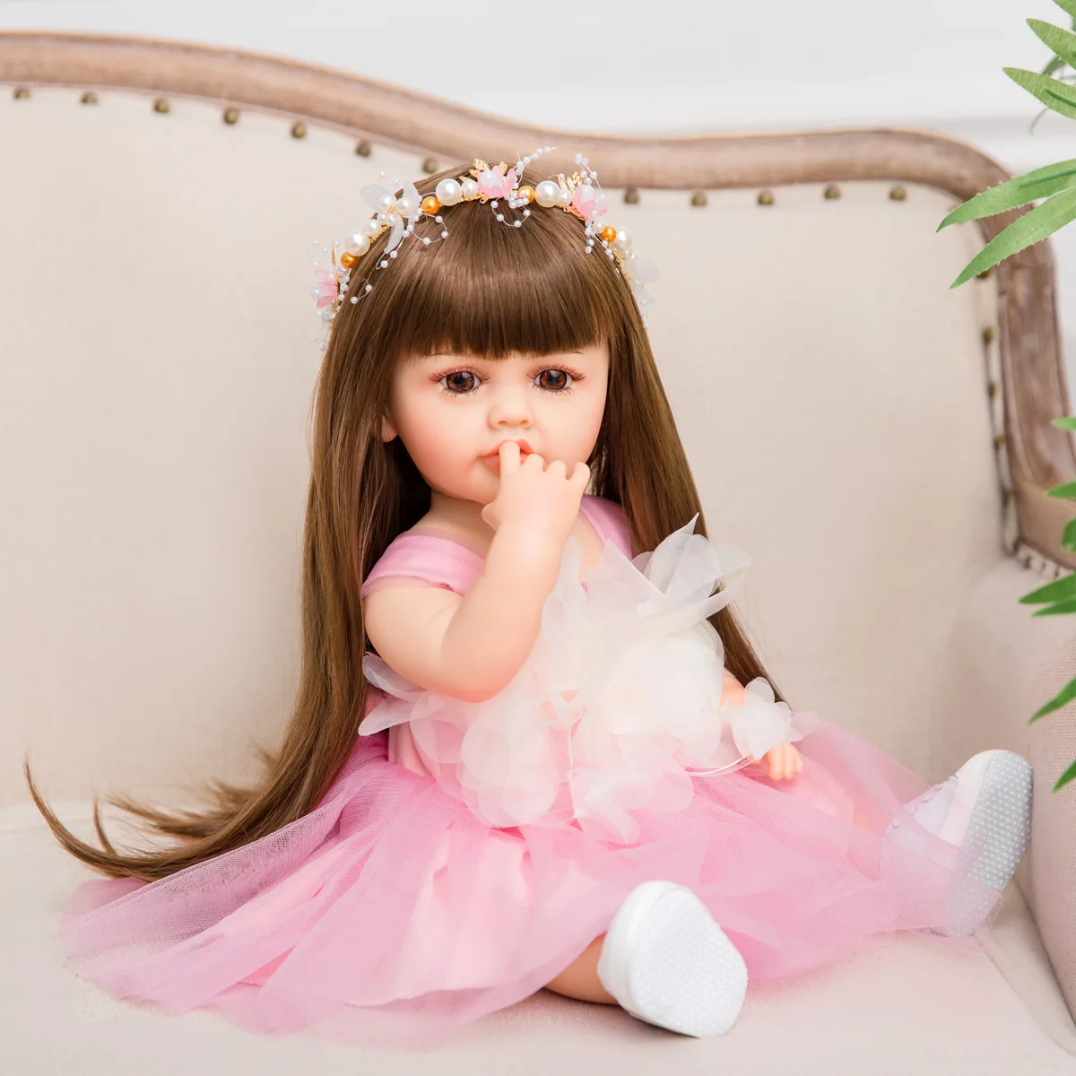 55CM Baby Reborn Doll Toys For Girls Sleeping Accompany Doll Realistic Lifelike Soft Toddler Bebe Reborn Birthday Present Gifts