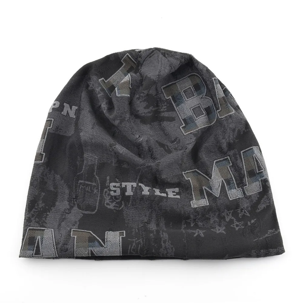 Unisex Warme Distressed Cracked Mütze Atmungsaktive Weiche Wintermütze Dünne Leichte Mütze mit Buchstabendruck für Outdoor – Detail 4