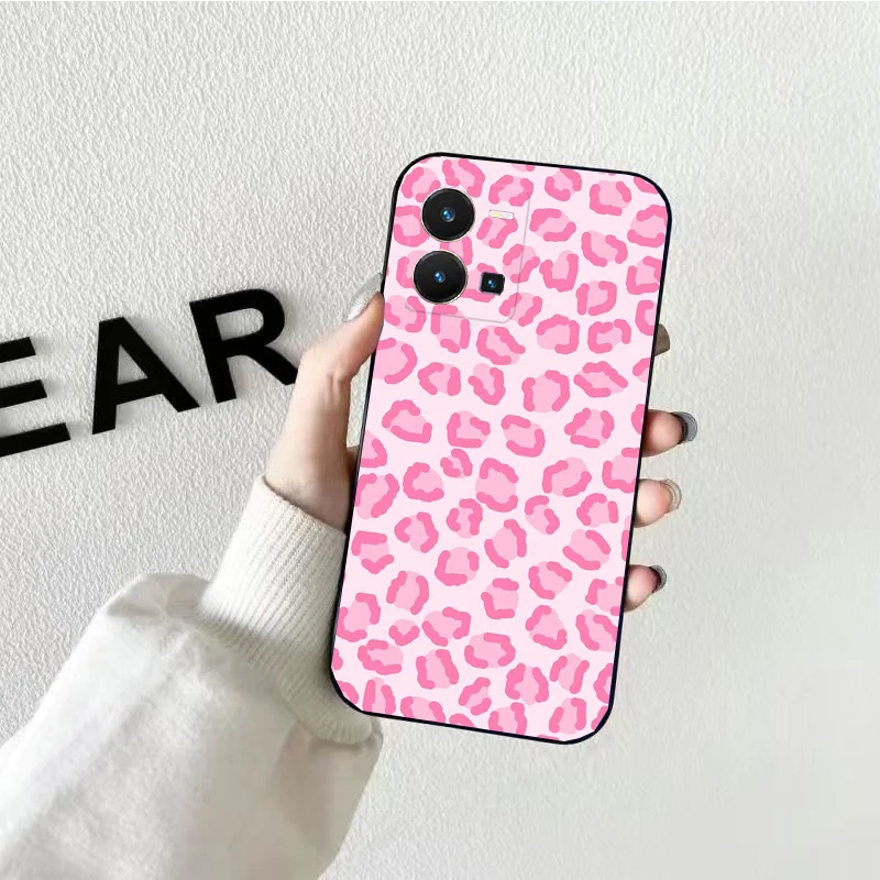 Phone Case For VIVO Y53S Y33S Y11S Y31 Y21 Y70 Y20 Y21S Y72 Y55 Y76 Y51 Y01 V23E V21 V23 V21E Colorful Pink Leopard Print Case