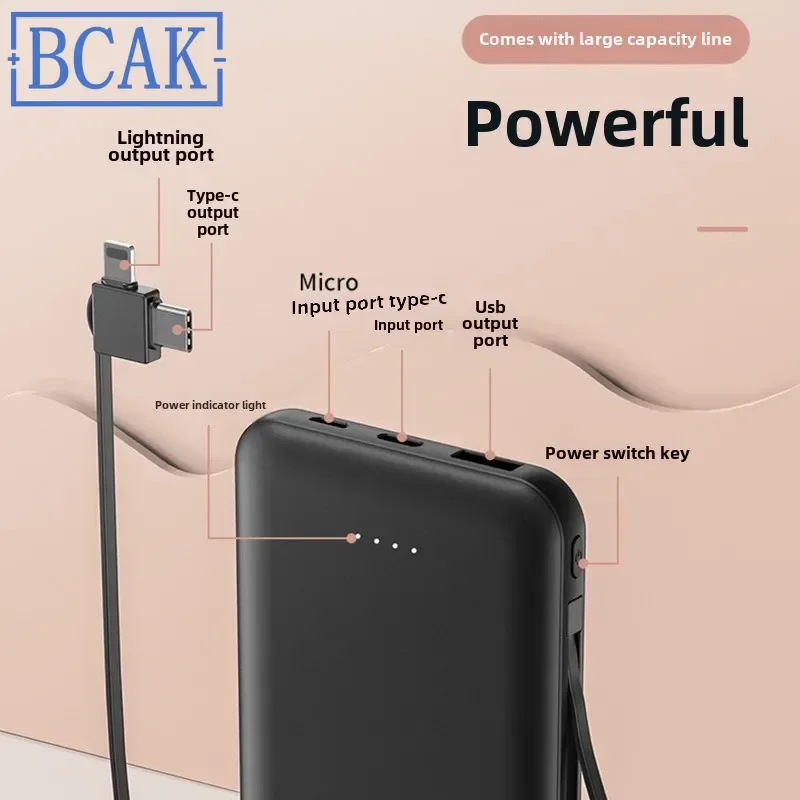 New Style BCAK Business PD Fast Charge with Cable Mobile Phone Tablet Power Bank 10000 MAh Mobile Power Supply