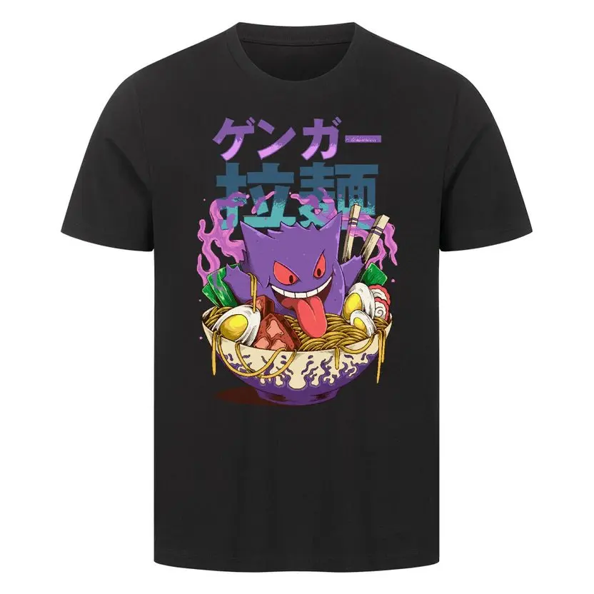 Pokemon Gengar Ramen Anime Herren Damen Kurzarm T-Shirt Lässige Oberteile Streetwear Cartoon Grafik-T-Shirt Sommer 2026 Y2k Kleidung