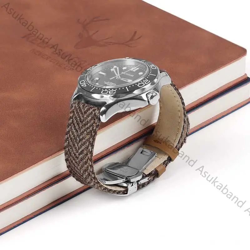 빈티지 가죽 시계 스트랩, 레트로 나일론 밴드, 삼성 갤럭시 워치 6 5 4 용 팔찌, 화웨이 GT용 론진, 18mm, 20mm, 22mm