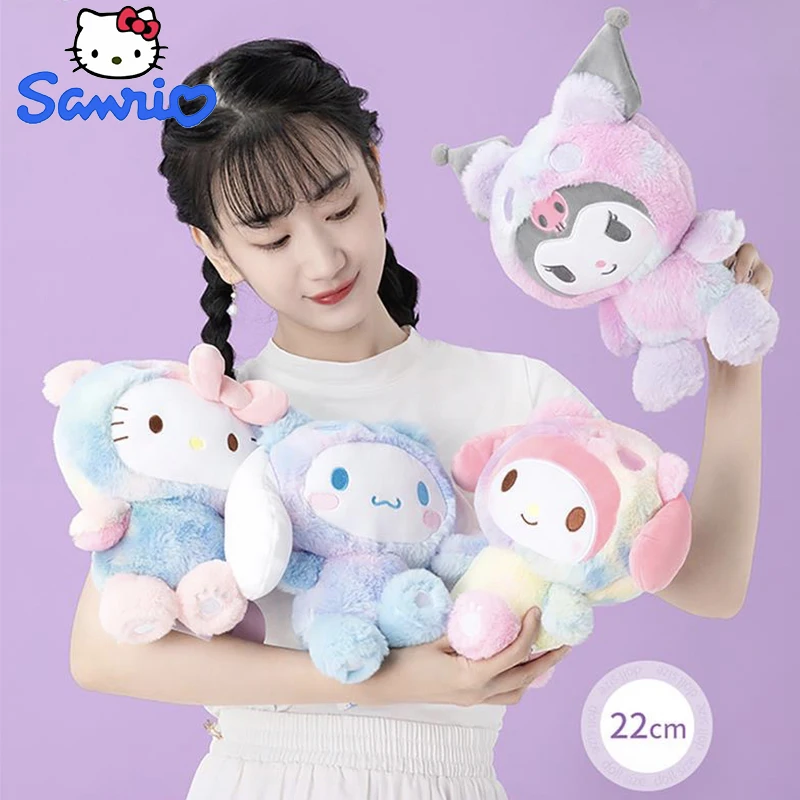 Плюшевые куклы Hello Kitty Sanrio, аниме-игрушки Kawaii Kuromi My Melody Cinnamoroll, плюшевая мягкая кукла-подушка, детский рождественский подарок