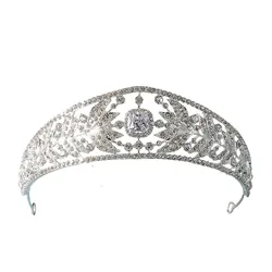Luxury Cubic Zirconia Crowns Crystal Leaf Bridal Tiaras Fashion Queen Rhinestone Diadem Bride Headpiece Wedding Hair Accessories