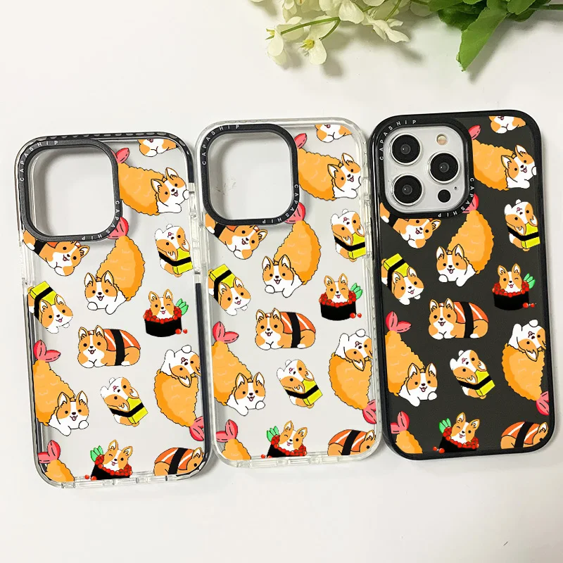 Phone Case For Iphone 11 14 15 Pro Max Cute Cartoon Sushi Dog Silicone Soft Funda 12 13 Pro 6 7 8 Plus X XR XS Anti-fall Cover