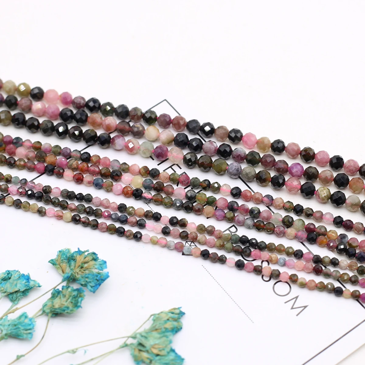 2/3/4mm Faceted Natural Stone Colored Tourmaline Bead Charms for DIY Women Men Necklace Bracelets Jewelry Making Accessories