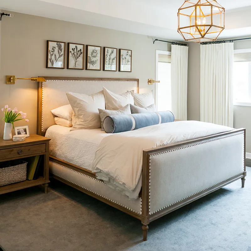 Solid wood modern simple double bed master bedroom storage wedding bed