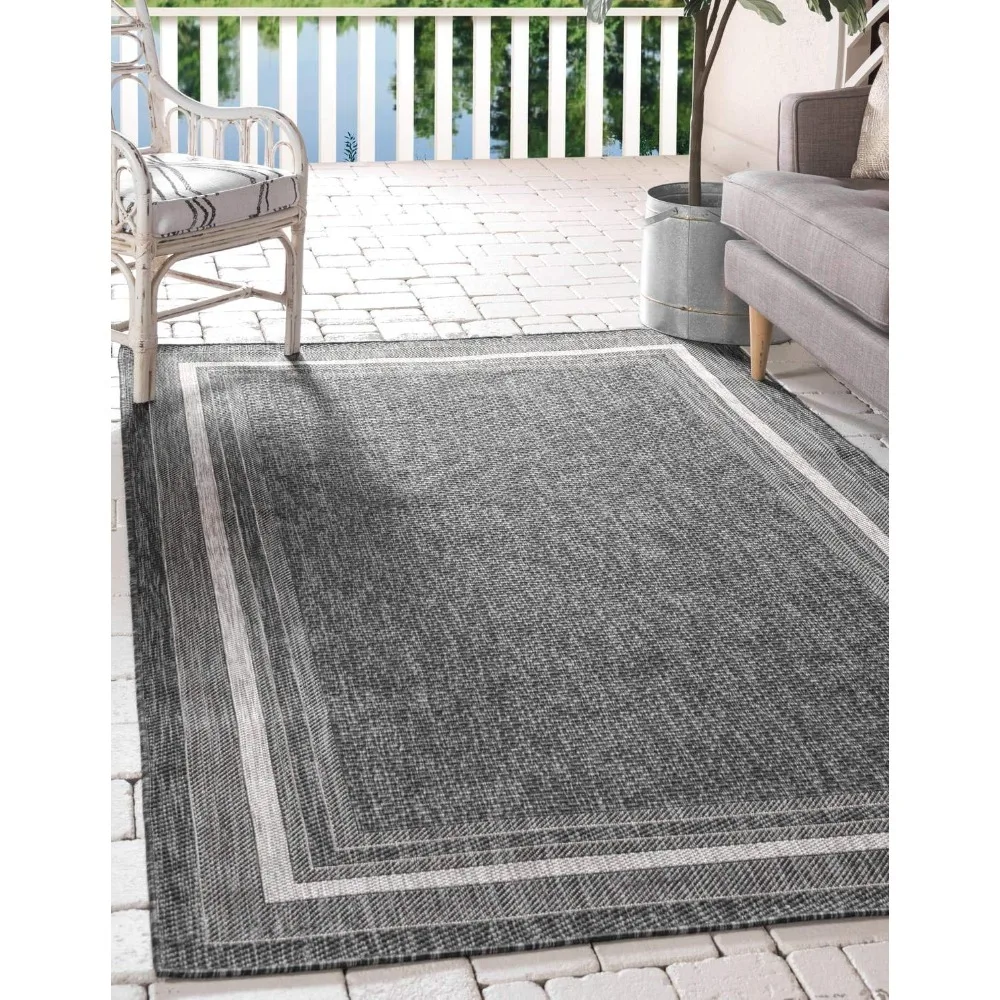 

Коврик для зоны Outdoor Border Collection — мягкая кайма, прямоугольник (9 x 12 футов, черный/слоновая кость)