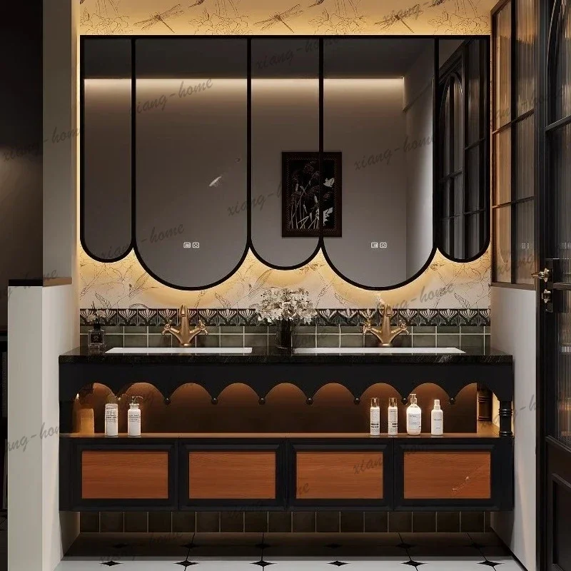 YJ Toilet Sink Bathroom Cabinets Home Multifunction Storage Mirrors Bathroom Cabinets Modern Wood Furniture Badkamerkast MH40YSG