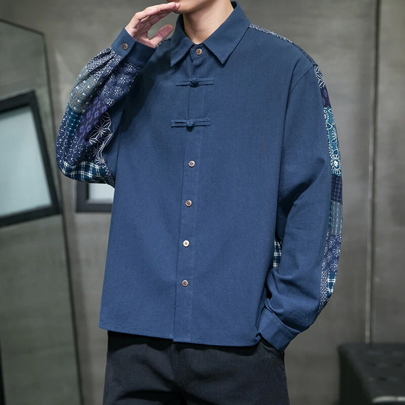 

Men Shirt Summer Coton Linen Patchwork Casual Top Loose Fashion Trendy Men's Clothing Breathable Comfortable Shirt Plus Size 5XL