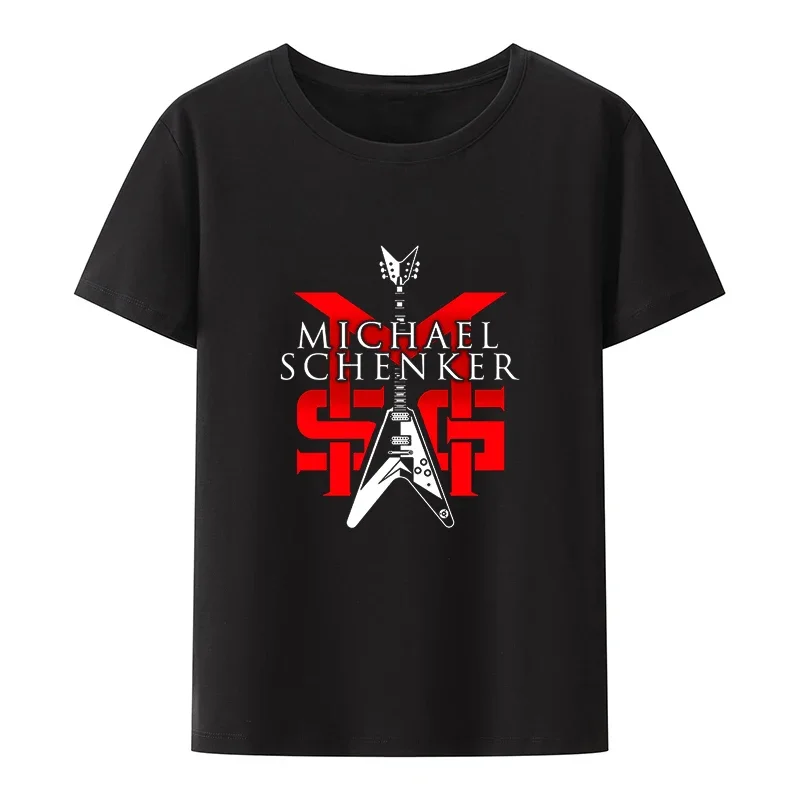 MICHAEL Schenker เสื้อโลโก้วงร็อคย้อนยุคผู้ชายผู้หญิงเสื้อฮิปฮอปแขนสั้นเสื้อลำลองแฟชั่น