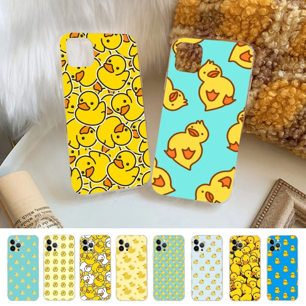 Capa de telefone pato amarelo silicone macio para iphone 16 15 14 13 12 11 pro mini xs max plus x capa