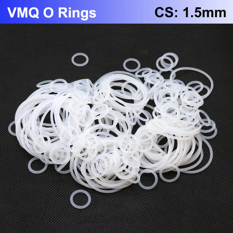 

10/50Pcs White Food Grade Silicone O Ring Gasket CS 1.5mm OD 5 ~ 80mm Waterproof Washer Round O Shape VMQ O Ring Silicone Ring
