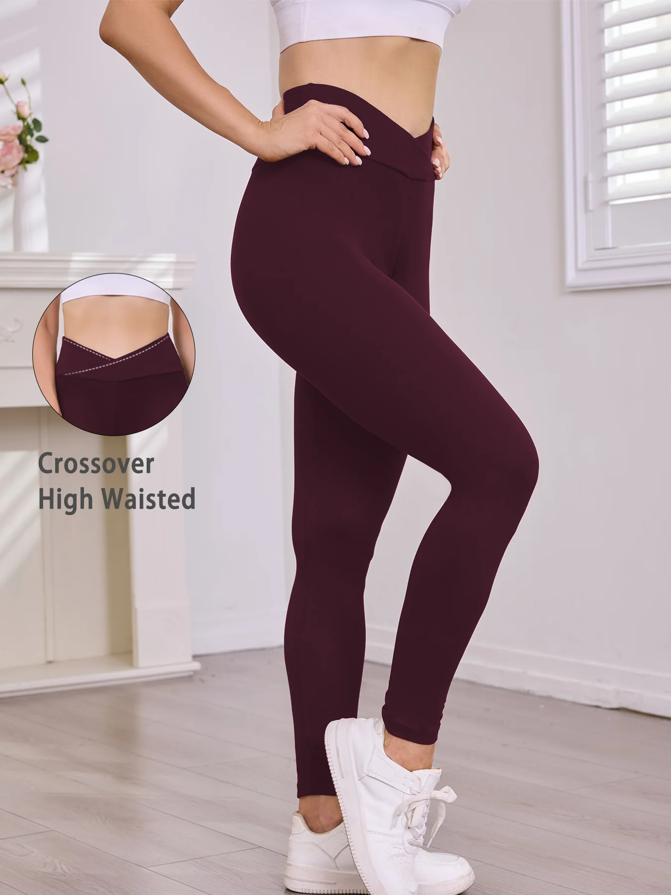

Women's Super Soft Crossover High Waisted Leggings Tummy Control Workout Yoga Running casual wear Leggings