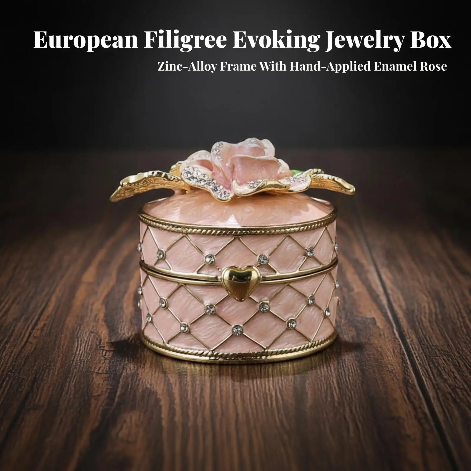 Compact Zinc Alloy Jewelry Box Long-Lasting Round Cylindrical Jewelry Box