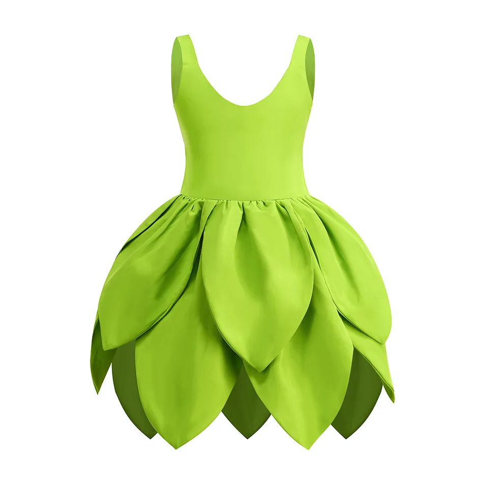 Fairy Green Dress for Girls Halloween Green Cosplay Kids Party Stage Performance Costume Birthday Party Gowns Ruffles Dresses view 3