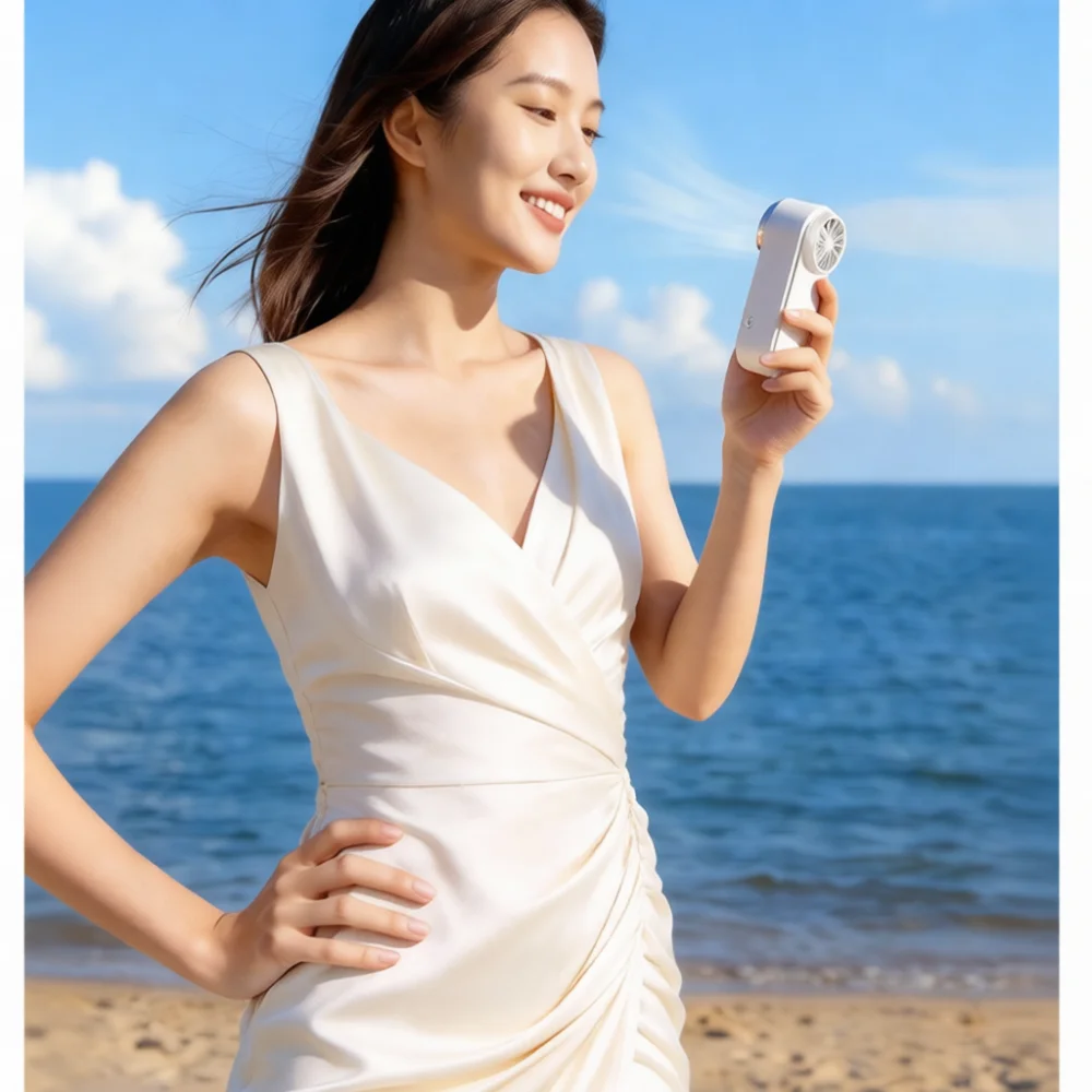 Rechargeable Handheld Blower Fan High Speed Brushless Motor Cooling Accessory Compact Portable Device For Summer Outdoors
