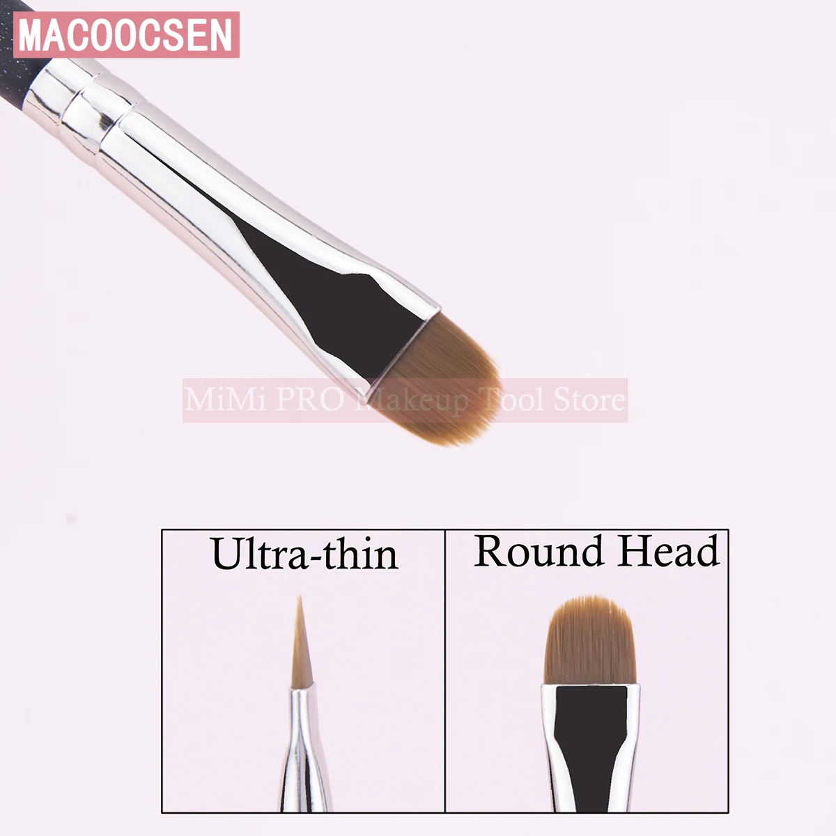 Macocsen Ronde Hoofd Concealer Borstel Professionele Ultra Dunne Platte Concealer Borstel Wenkbrauw De Lijn Lip Concealer Make-Up Tool