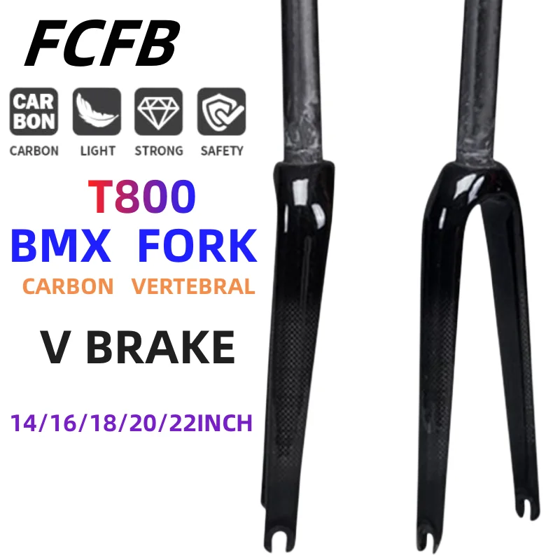 

BMX bike bicycle fork Carbon Fork 14 16 18 20 22"inch Folding BMX Bike Fork Bicycle Front Forks width 74mm or 100mm V Brake