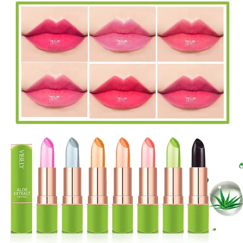 Heallor Lente Aloë Vera Hydraterende Lippenstift Langdurige Nouritious Lippenbalsem Temperatuur Veranderende Kleur Lipgloss Lip Make-Up C