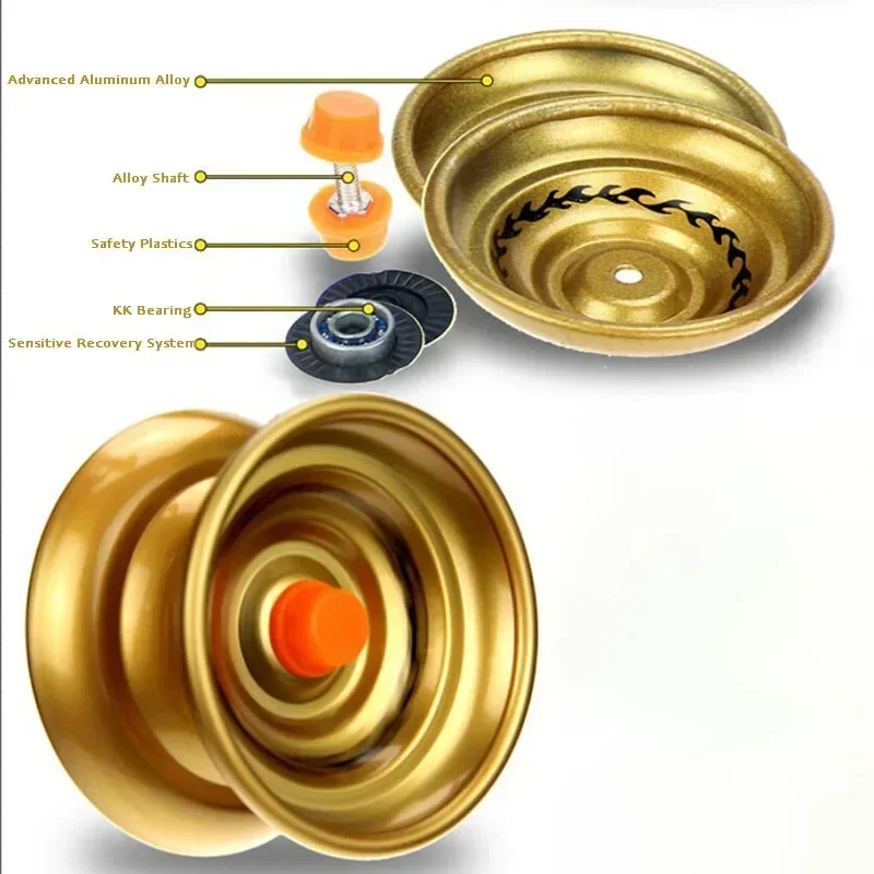 Professionelle Aluminiumlegierung YoYo String Trick Yo-Yo Ball Klassisches Spielzeug Y-Achse Rotierendes Yoyo für Kinder Einfaches Sammlerstück Spielzeug