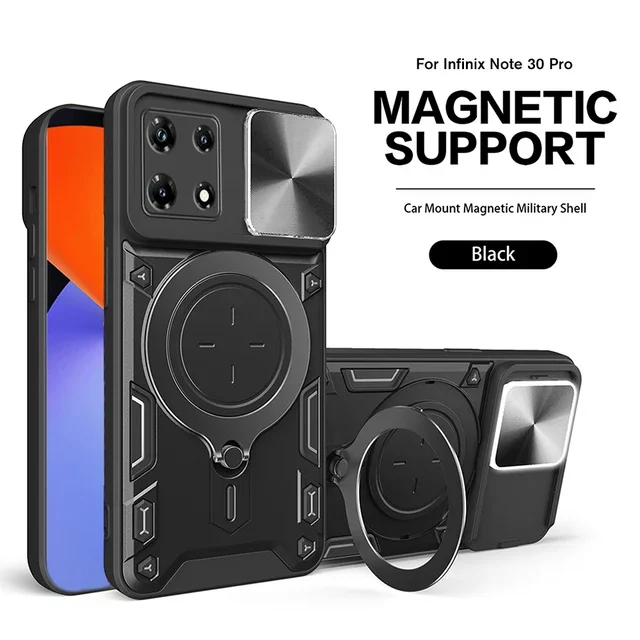 For Infinix Note 30 Pro 4G Case Magnetic Holder Ring Protect Fundas For Infini Note30 5G Slide Lens Shockproof Armor Case