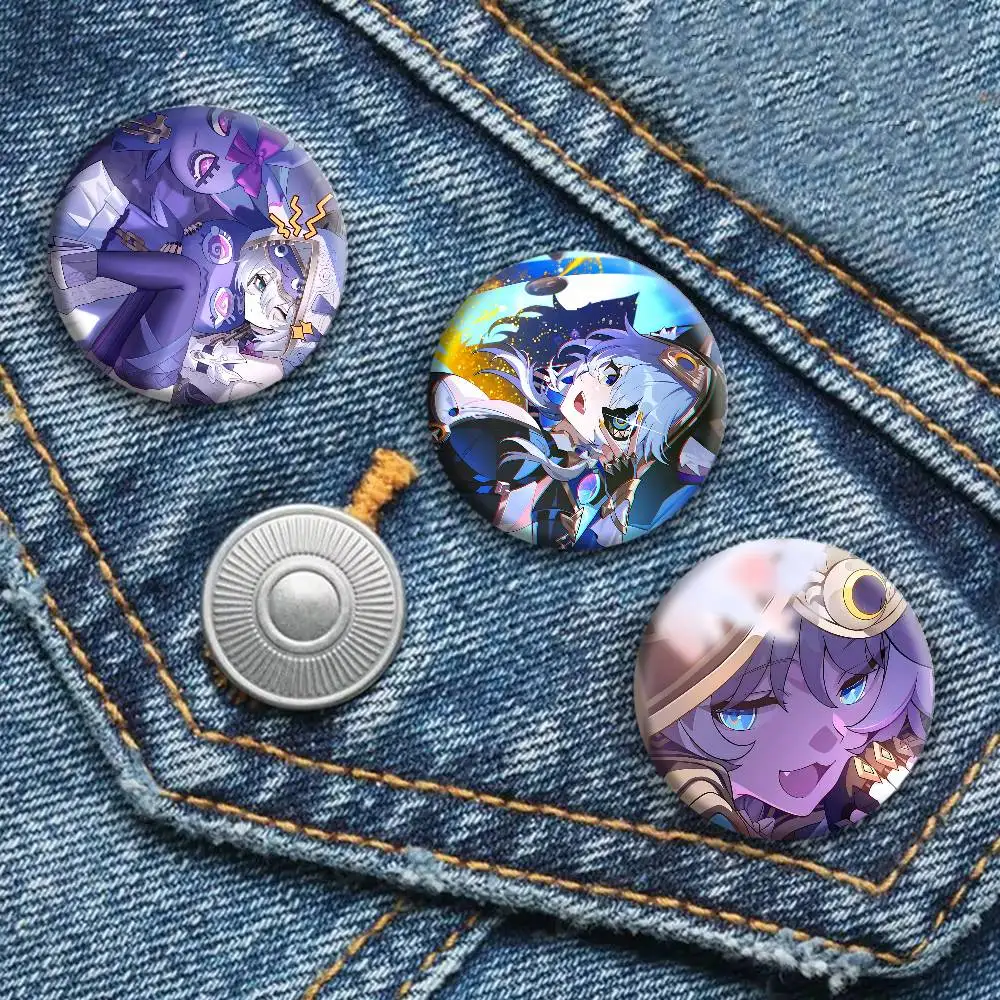 Juego popular Honkai Star Rail Anime cifrado insignias redondo broche de dibujos animados ropa mochila accesorios Lapelnd láser