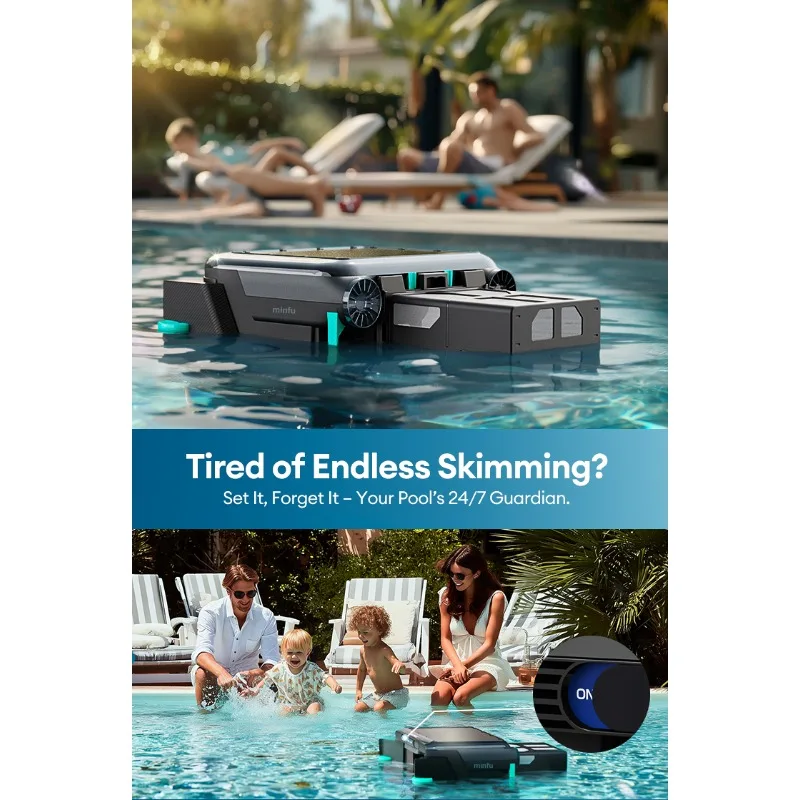 Robot Vacuum Cordless Pool Surface Cleaner with Automatic Flat Panel Suction Solar Charging Robot Cleaner