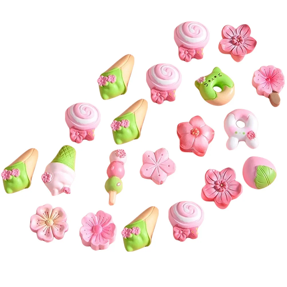 

20Pcs Resin Flower Charms Cherry Blossom Theme Delicate Lightweight DIY Craft Accessories for Phone Shell Headdress Wedding