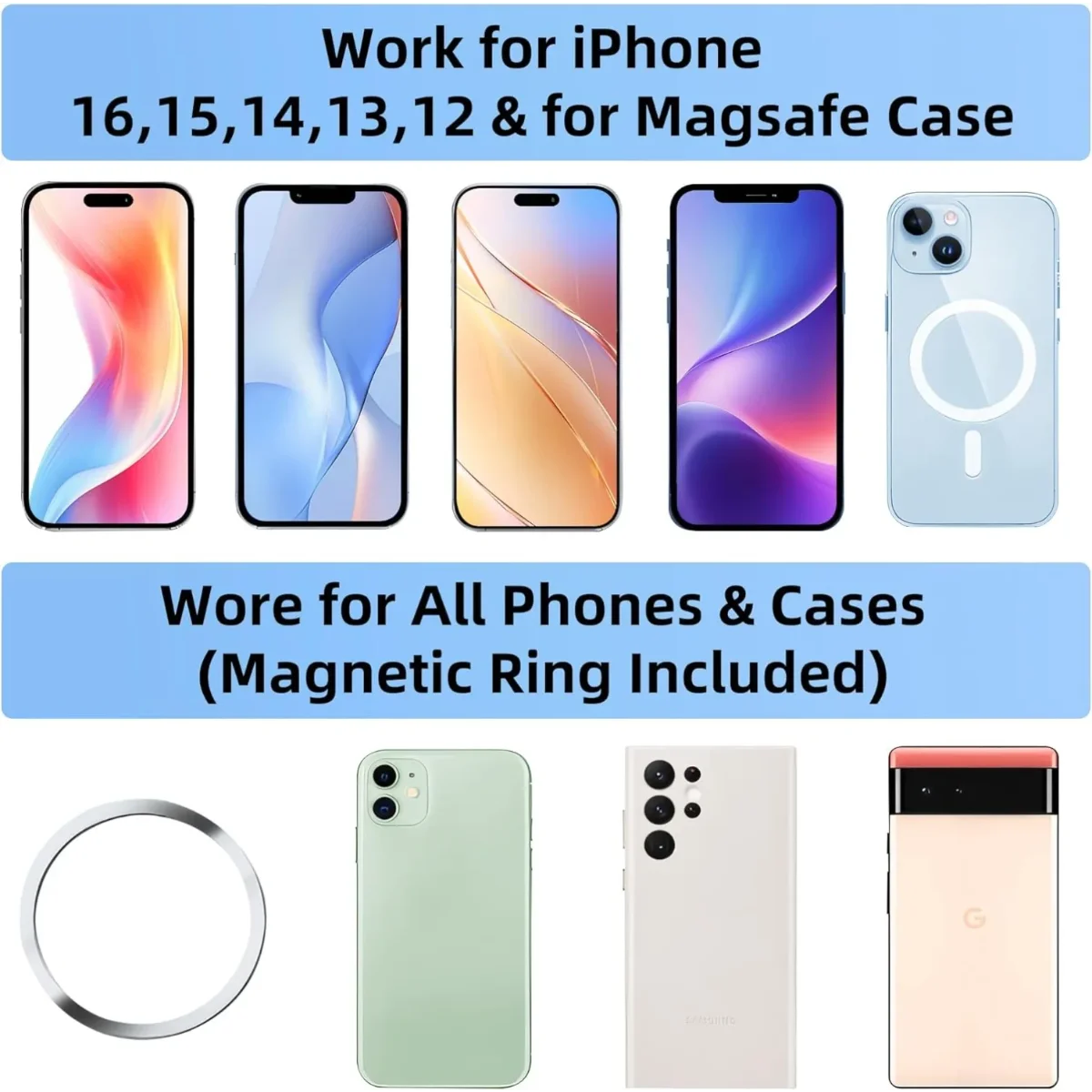 حامل هاتف بكوب شفط، حامل هاتف مغناطيسي مفرغ قابل للتعديل 360 درجة للسيارة/صالة الألعاب الرياضية/المرآة/سطح أملس