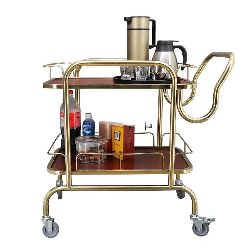 

Hotel dining car tea snack small trolley mobile European wine catering table stainless steel rack