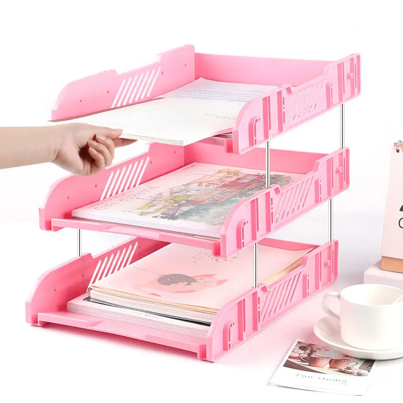 Three-layer File Rack Multi-layer File Tray Storage Rack File Holder Office Storage Plastic File Storage Rack