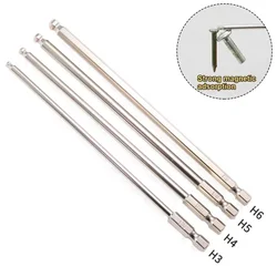 Ball End Hex Screwdriver Bits Set Metric  Hex Bits 150mm Long Magnetic Ball Head Driver Bit H3 H4 H5 H6 Hex Bit Set