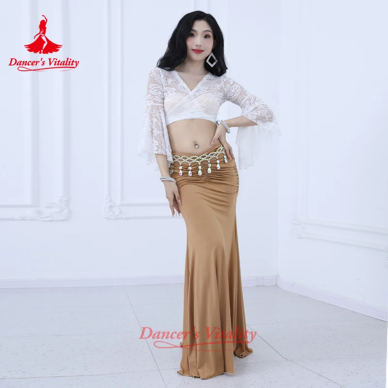 

Belly Dance Costume for Women Sexy Lace Top+Fishtail Long Skirt 2pcs Adult Oriental Dancing Practice Clothes Dancer's Vitality