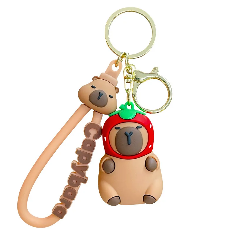 Cartoon Capibala Keychain Capybara Doll Key Chain Cute Guinea Pig Animal Keyring For Men Women Car Pendant Gift Accessories