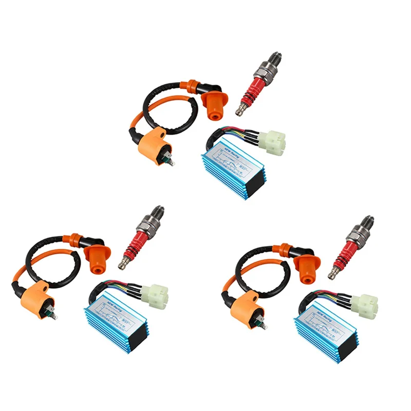 

ABNO-3X гоночная катушка зажигания + свеча зажигания + коробка CDI для 4-тактных двигателей GY6 50Cc-150Cc ATV