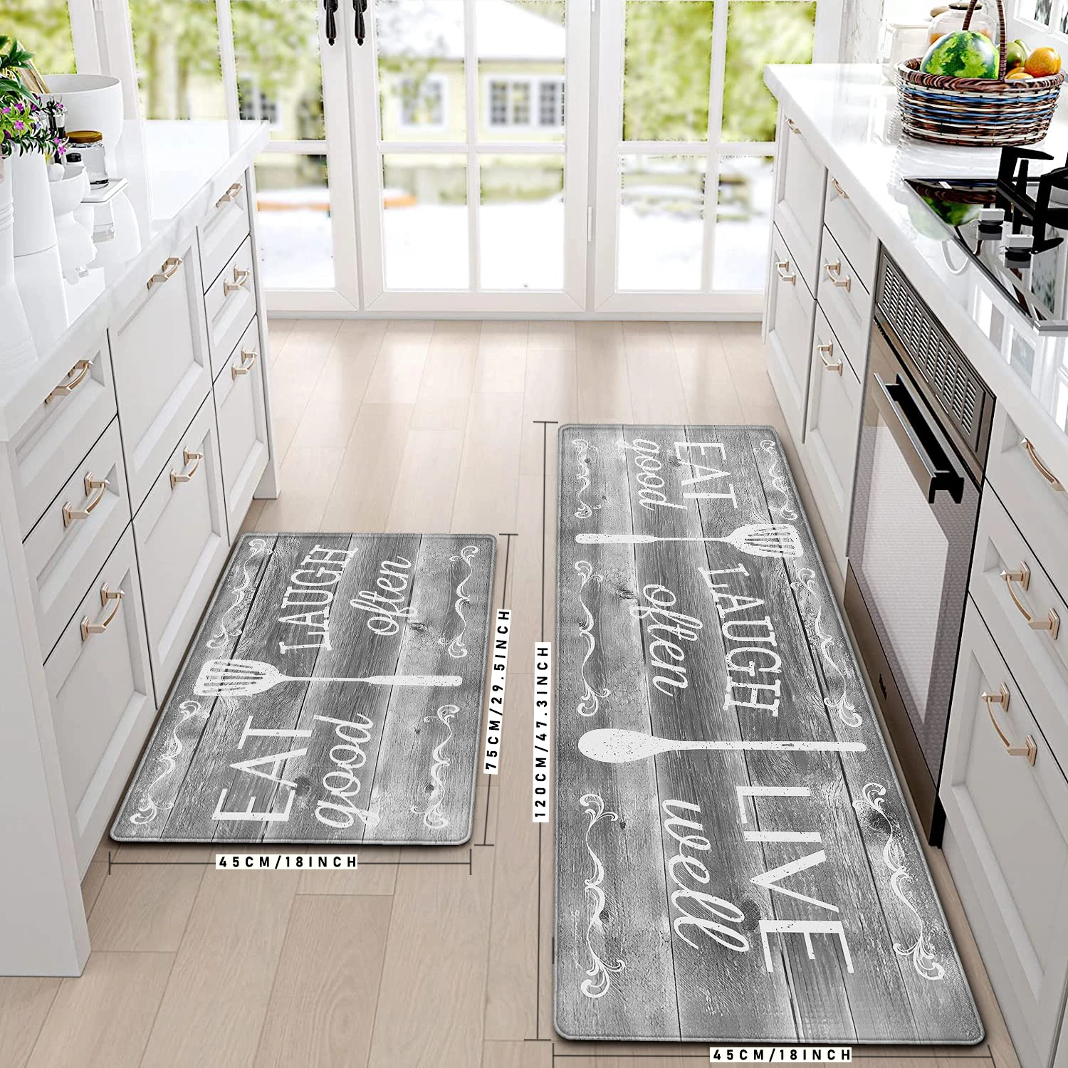 2pcs/set Wooden Kitchen Letter Tableware Print Floor Mat Living Room Decor Carpet Home Hallway Entrance Doormat Balcony Door Rug