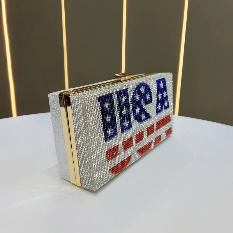 Fashion Crystal Beading Square Box Evening Bags for Women's Cocktail Party Niche Gala Handbag High-end Versatile Diamonds Clutch