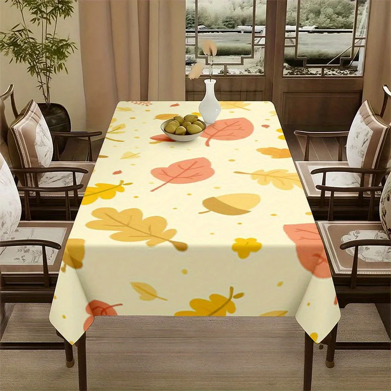 1pc Soft, Fashionable and Beautiful Autumn Leaf and Acorn Pattern Tablecloth, for Dining Table / Coffee Table / Desk
