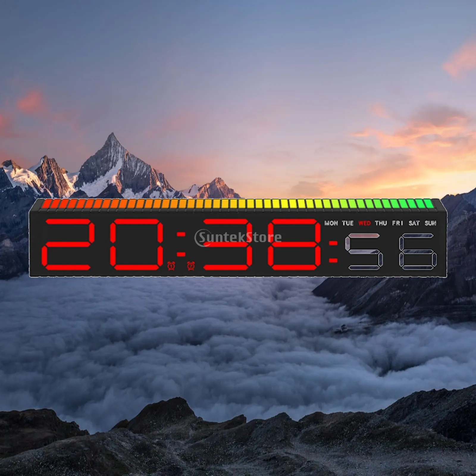 Digital Clock Large Display 3 Adjust Brightness 9 Interchangeable Color Two Display Modes Desk Clock LED Clock for Background