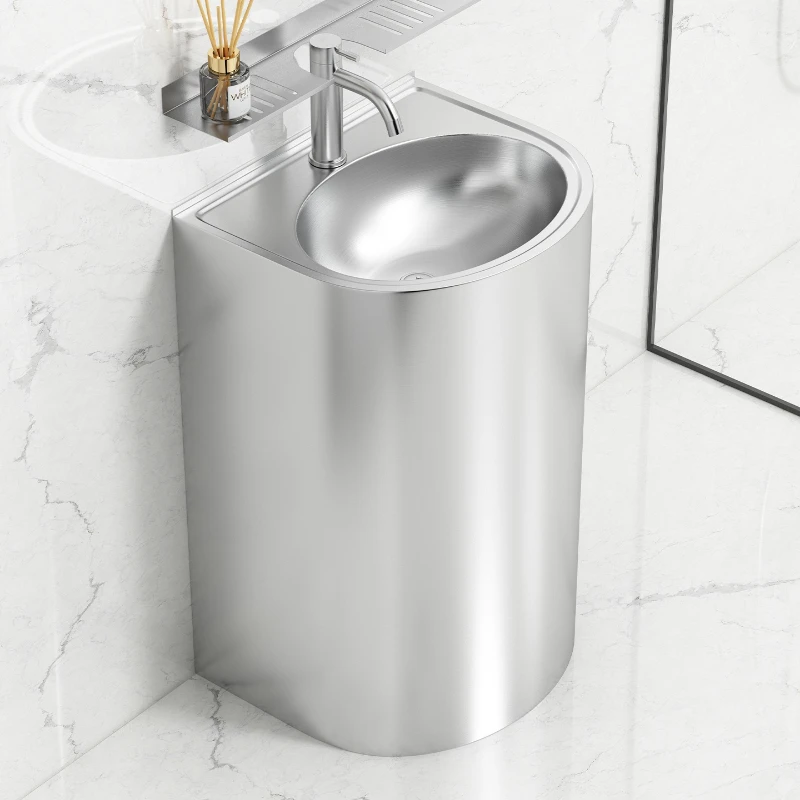 

Stainless steel wash basin integrated floor-to-ceiling household balcony column outdoor outdoor wash basin washbasin basin