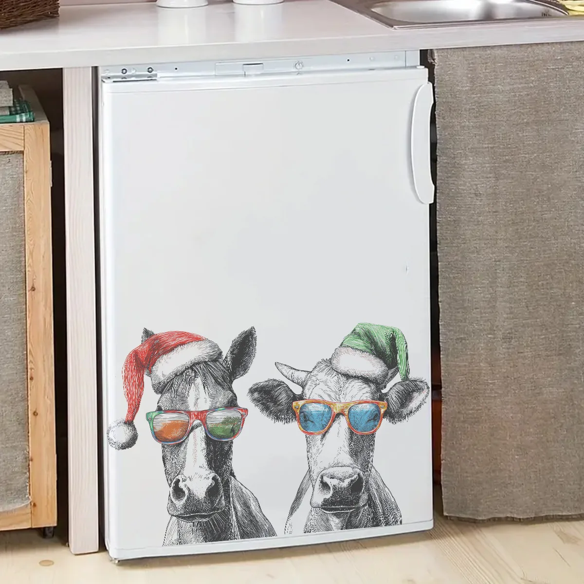 Sketch Christmas Hat Bullhead Wall Sticker Christmas Room Decoration Wall Sticker Self-Adhesive Window Sticker