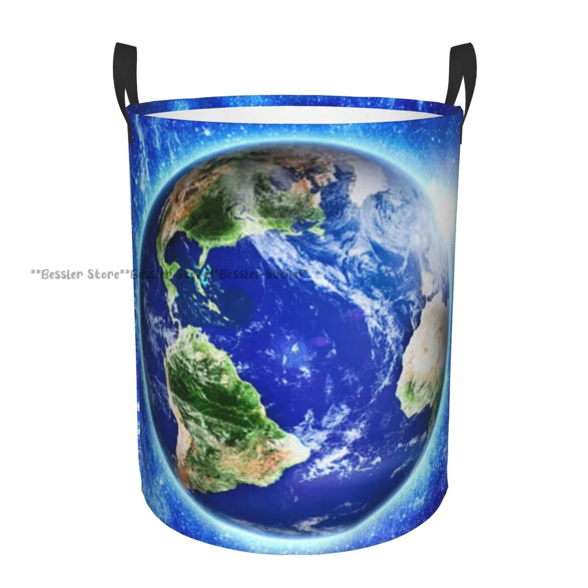 

Space Over Blue Planet Earth Laundry Basket Folding Dirty Clothes Toys Storage Bucket Household