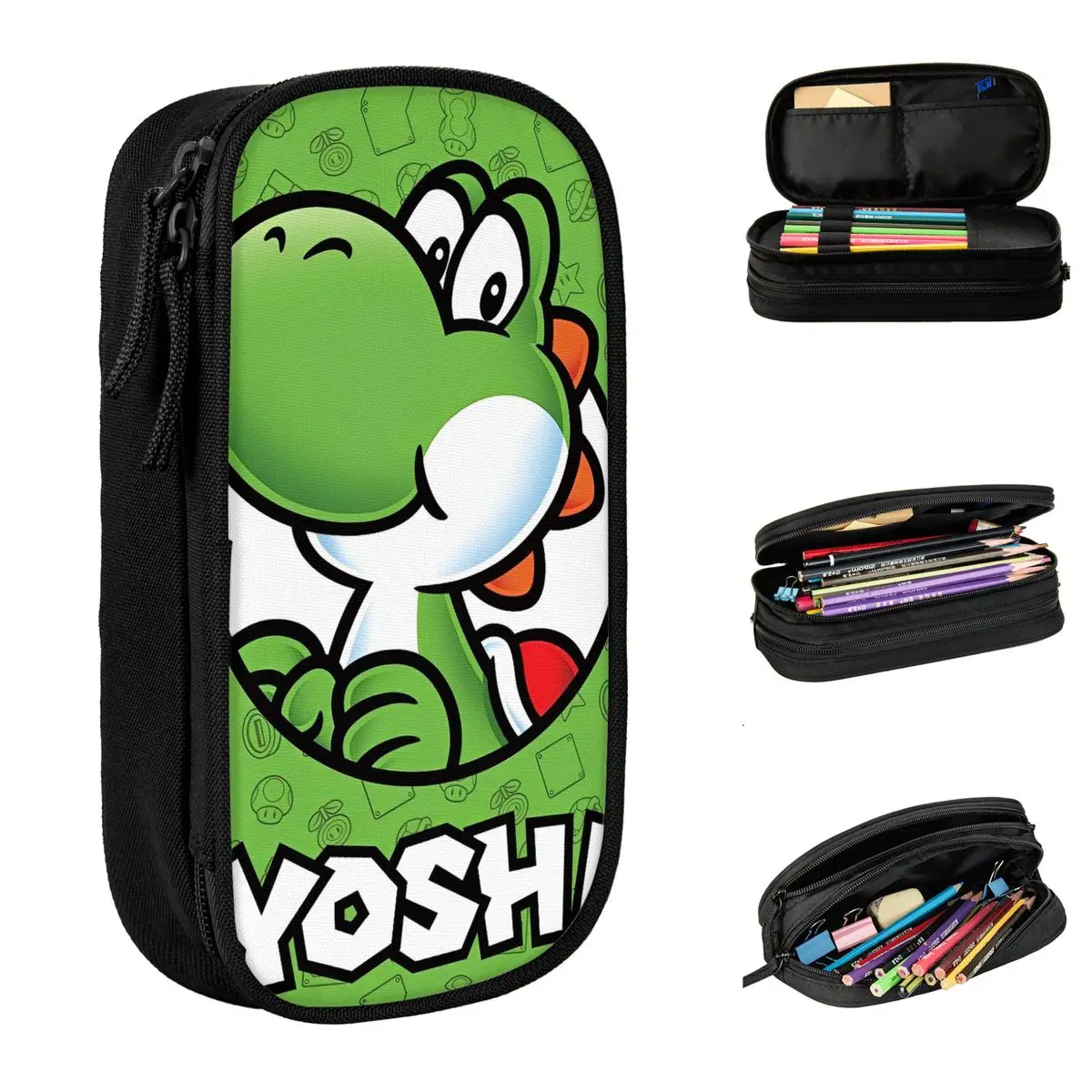 Super Mario Bros Yoshi Cartoon Game Pencil Case New Anime Pen Holder Bags Girl Boy Big Capacity School Supplies Gifts Pencilcase