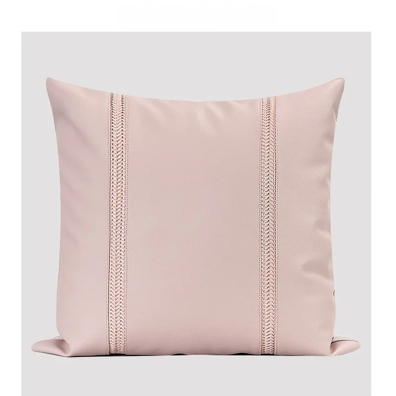 

Elin Lonyain Modern mat Luxury Pink Woven Patchwork Leather Pillow Square Villa Model Room Decorative Cuion