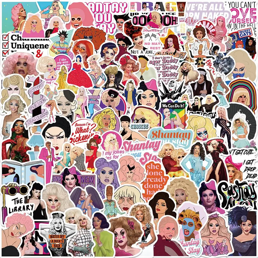 

50/100PCS TV Show RuPauls Drag Race Stickers Cartoon Funny DIY Cars Helmet Luggage Guitar Scrapbook Skate Laptop Decal