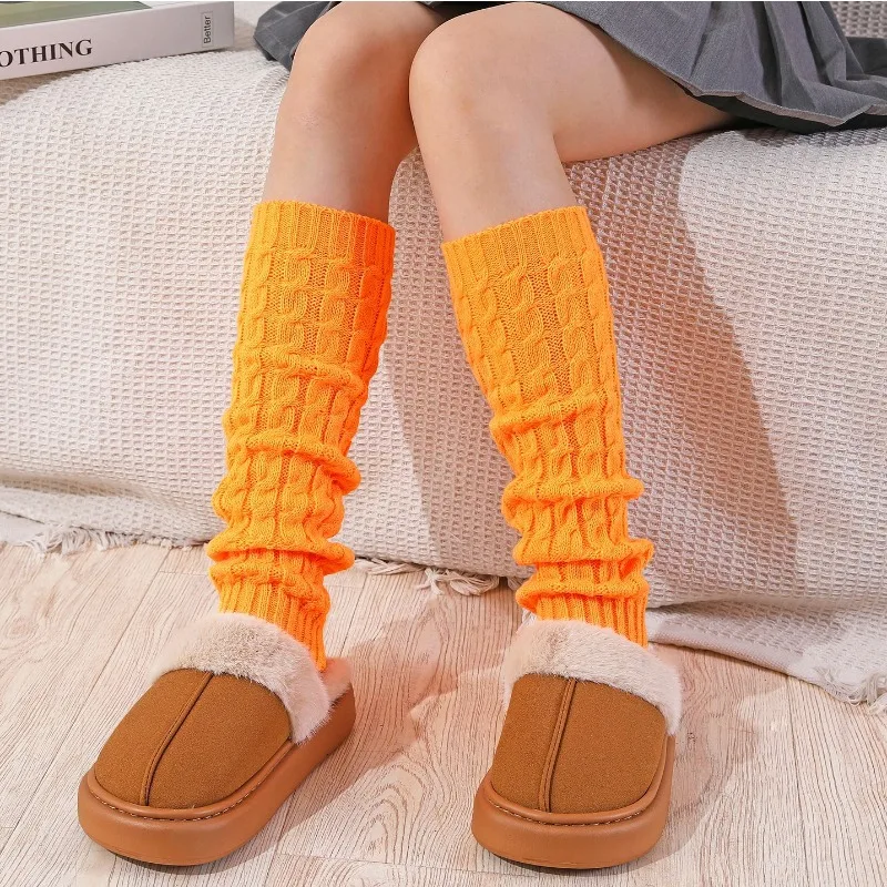 

New JK Style Women's Autumn Winter Knitted Leg Warmers 8 Braid Cuff Socks, Woolen Ankle Boot Covers Non-Slip & Slimming