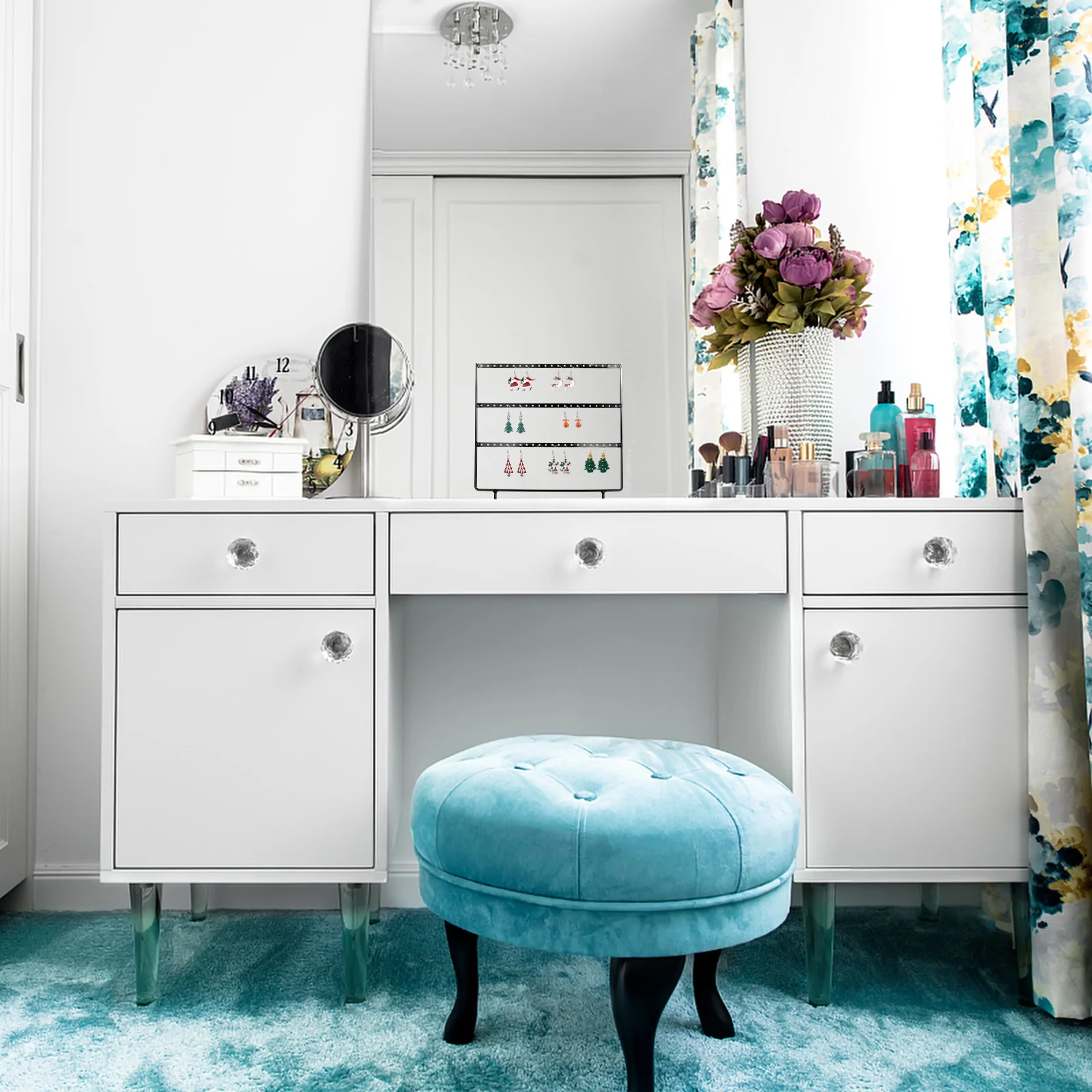 

Jewelry Display Stand 3-Tier Iron Wood Base Earring Necklace Bracelet Organizer Rack For Store Desktop Jewelry Holder Storage