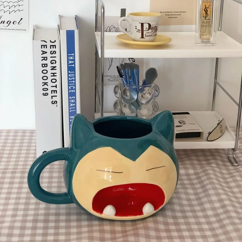 1300ml Pokemon Mug Cartoon Kawaii Snorlax Ceramic Cup Large Capacity Desktop Ornaments Kids Adult Breakfast Coffee Milk Mug Gift